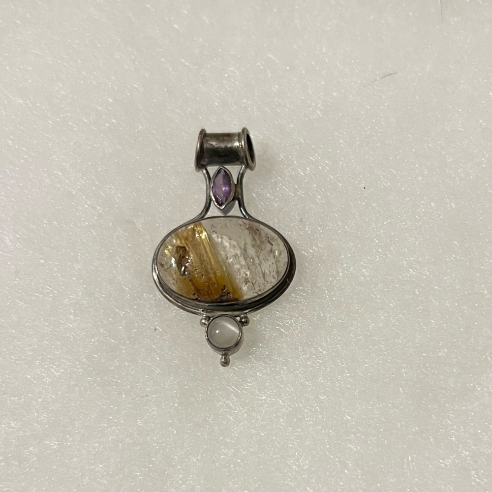 Silver and Purple Stone Pendant